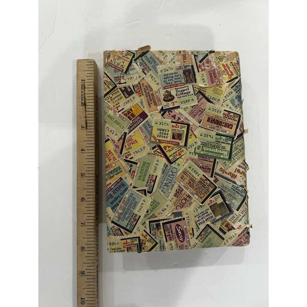 Vintage Decoupage Covered Hidden Book Trinket Keepsake Box Folk Art MCM Handmade